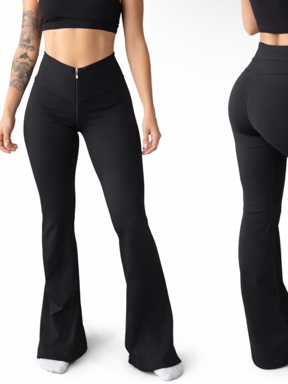 Sleek Black Flare Pants – Street-Ready Fit, Curve-Defining, Thick Fabric! ✨